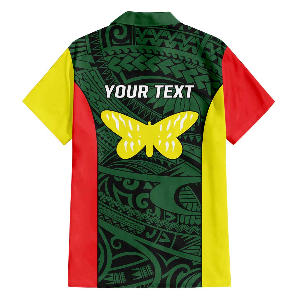 Personalised PNG Oro Province Family Matching Off Shoulder Short Dress and Hawaiian Shirt Bird of Paradise Tattoo Flag Motif - Polynesian Pride
