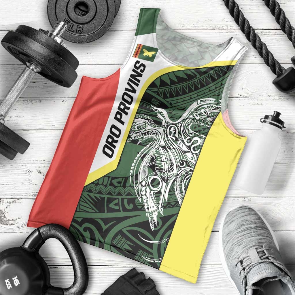 Personalised PNG Oro Province Men Tank Top Bird of Paradise Tattoo Flag Motif - Polynesian Pride