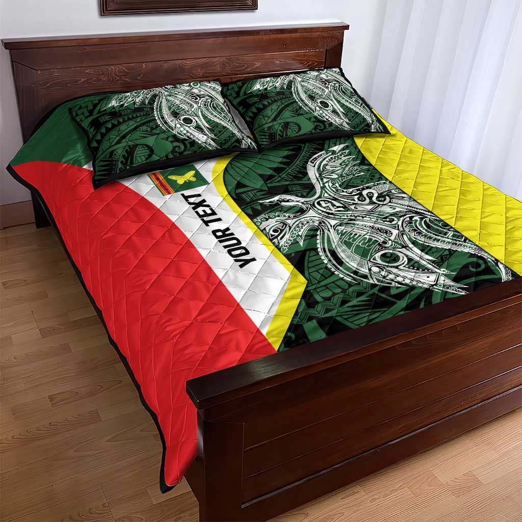 Personalised PNG Oro Province Quilt Bed Set Bird of Paradise Tattoo Flag Motif - Polynesian Pride