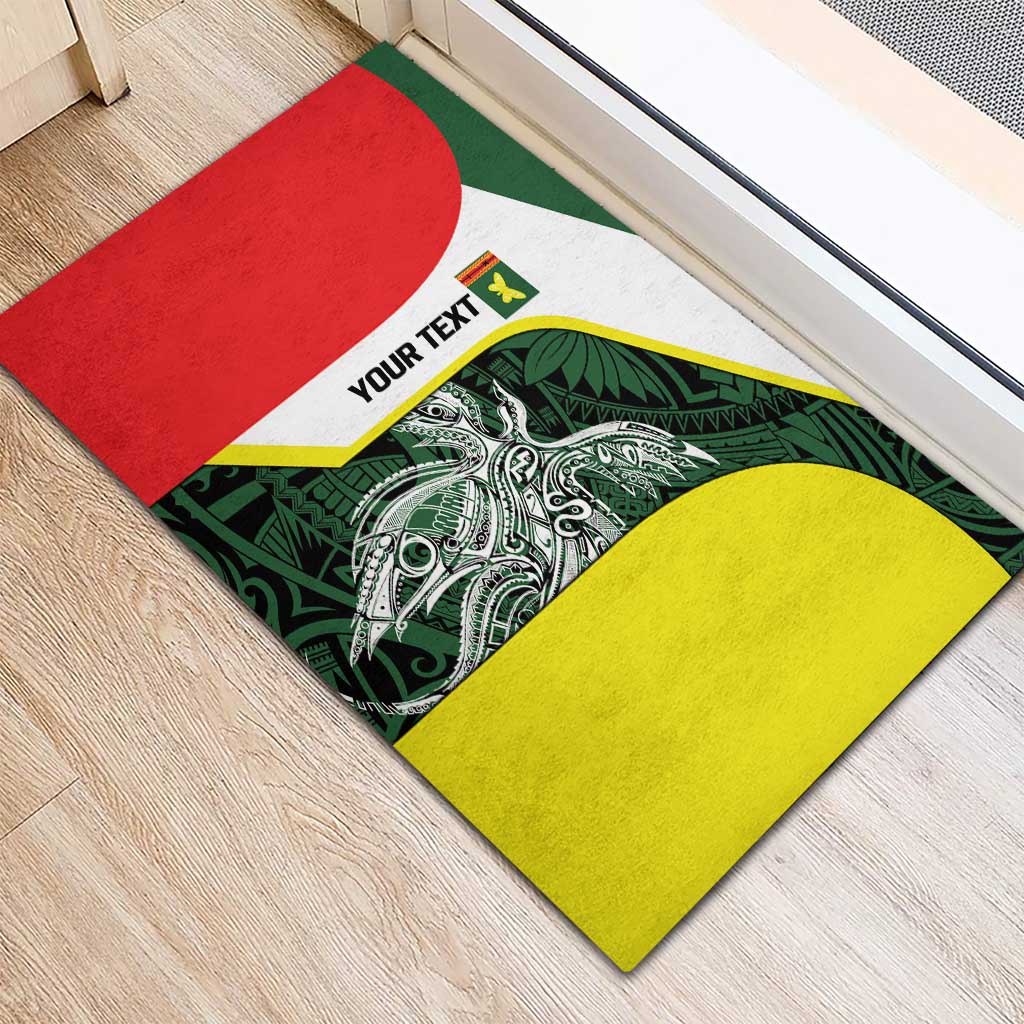 Personalised PNG Oro Province Rubber Doormat Bird of Paradise Tattoo Flag Motif - Polynesian Pride