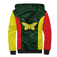 Personalised PNG Oro Province Sherpa Hoodie Bird of Paradise Tattoo Flag Motif - Polynesian Pride