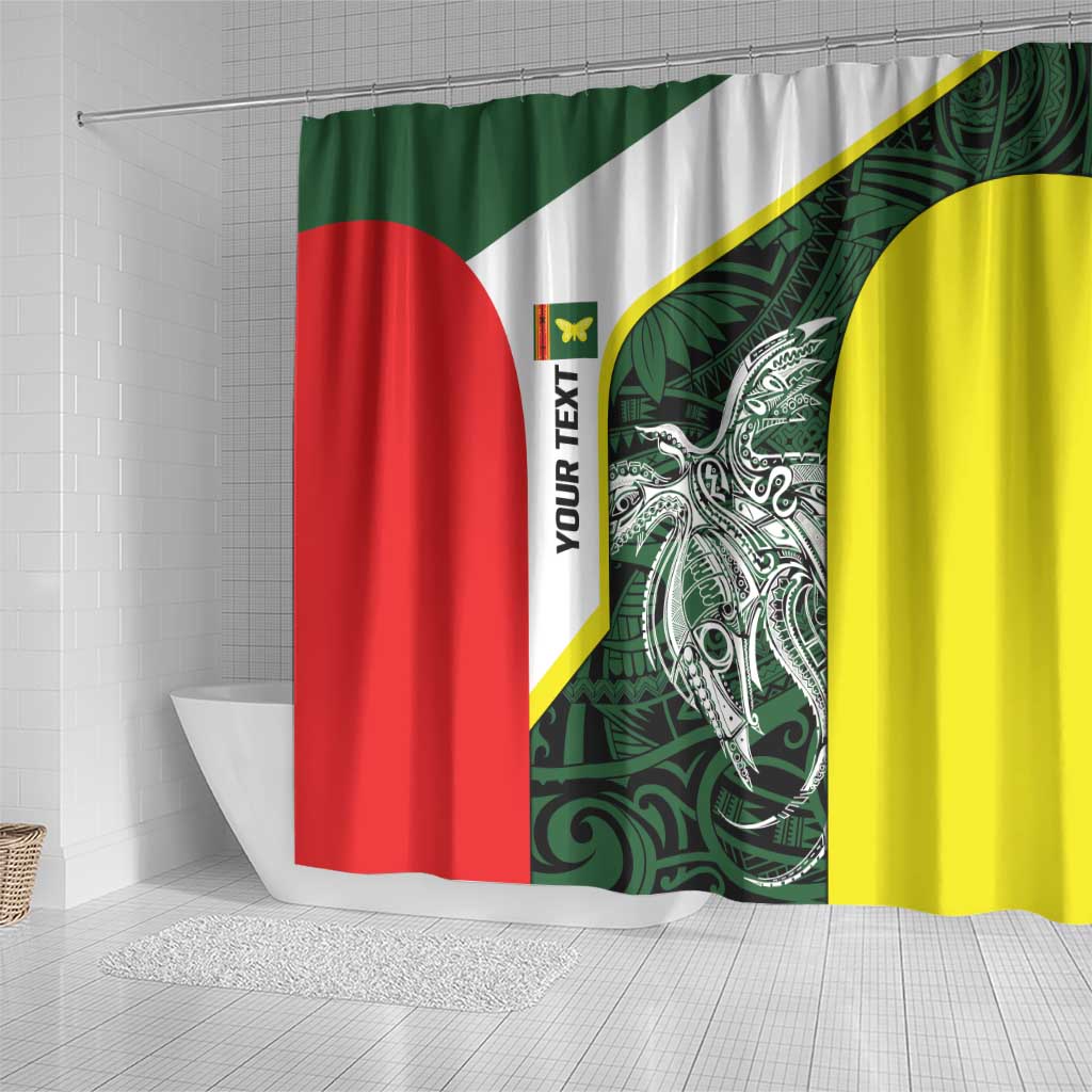 Personalised PNG Oro Province Shower Curtain Bird of Paradise Tattoo Flag Motif - Polynesian Pride