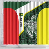 Personalised PNG Oro Province Shower Curtain Bird of Paradise Tattoo Flag Motif - Polynesian Pride