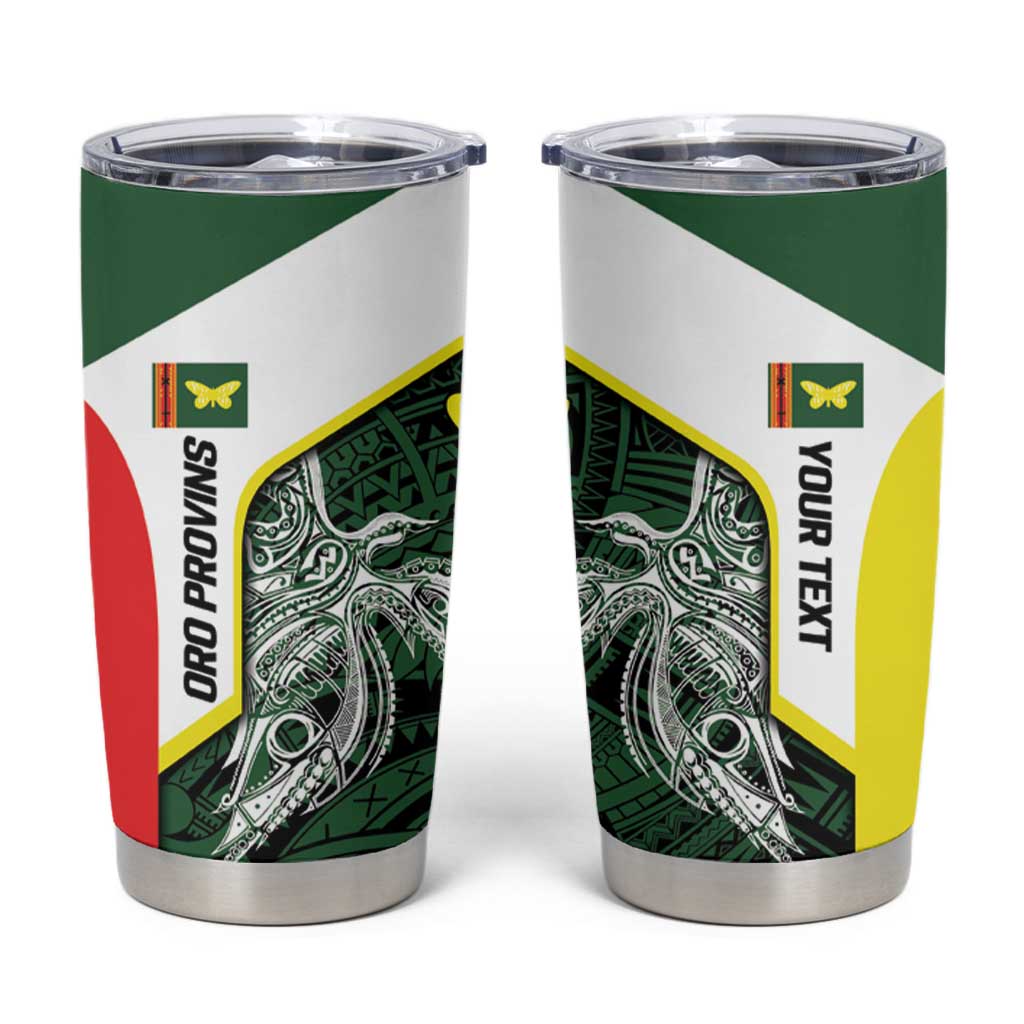 Personalised PNG Oro Province Tumbler Cup Bird of Paradise Tattoo Flag Motif - Polynesian Pride
