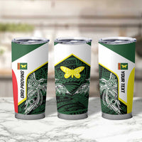 Personalised PNG Oro Province Tumbler Cup Bird of Paradise Tattoo Flag Motif - Polynesian Pride