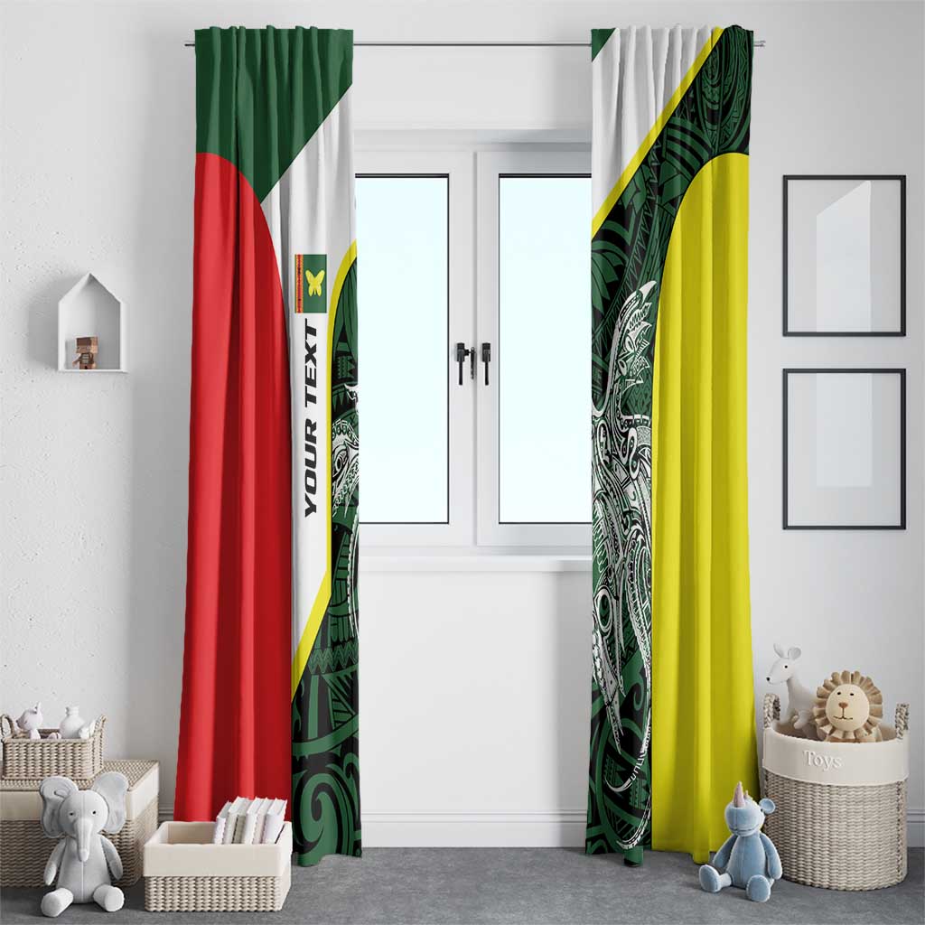 Personalised PNG Oro Province Window Curtain Bird of Paradise Tattoo Flag Motif - Polynesian Pride