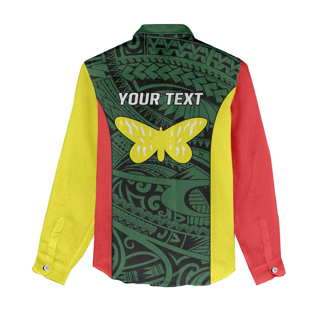 Personalised PNG Oro Province Women Casual Shirt Bird of Paradise Tattoo Flag Motif - Polynesian Pride