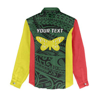Personalised PNG Oro Province Women Casual Shirt Bird of Paradise Tattoo Flag Motif - Polynesian Pride