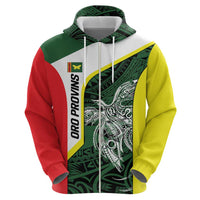 Personalised PNG Oro Province Zip Hoodie Bird of Paradise Tattoo Flag Motif - Polynesian Pride