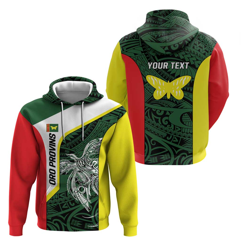 Personalised PNG Oro Province Zip Hoodie Bird of Paradise Tattoo Flag Motif - Polynesian Pride
