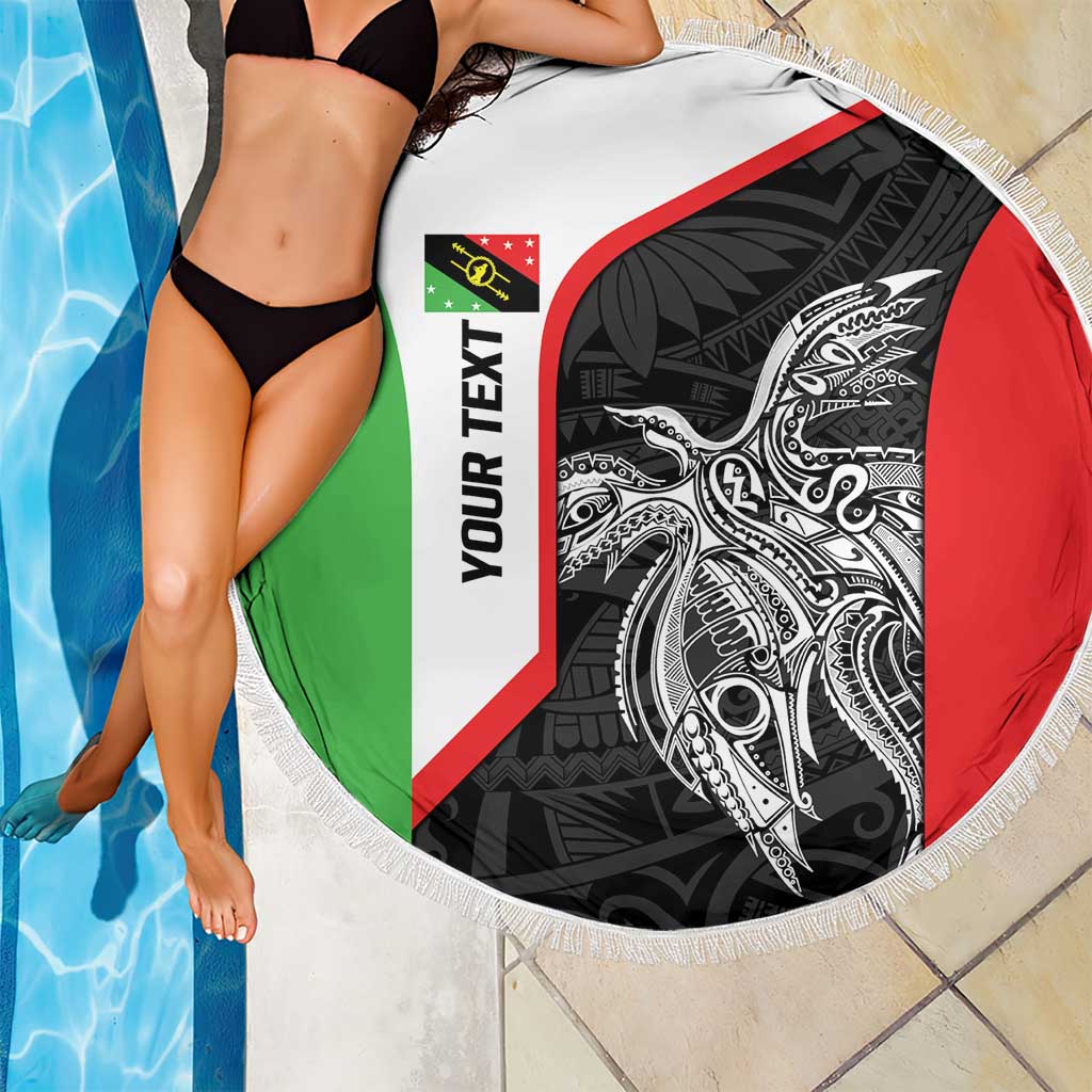 Personalised PNG Southern Highlands Province Beach Blanket Bird of Paradise Tattoo Flag Motif - Polynesian Pride