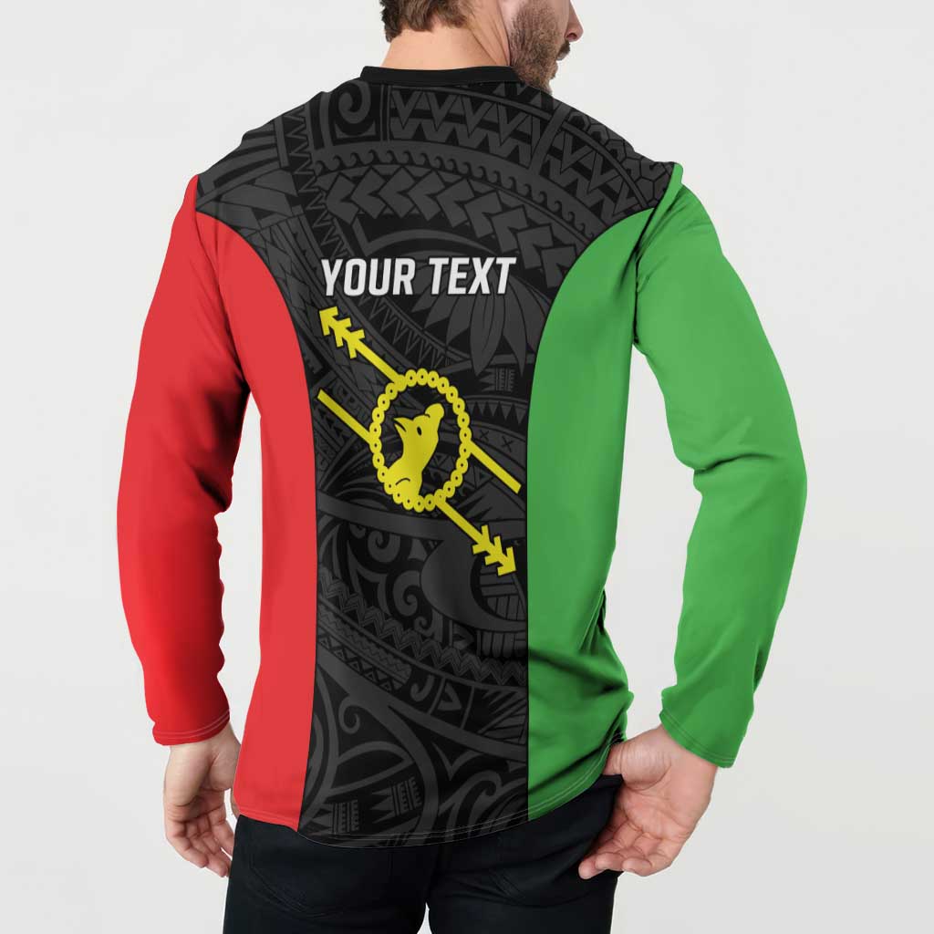 Personalised PNG Southern Highlands Province Button Sweatshirt Bird of Paradise Tattoo Flag Motif - Polynesian Pride