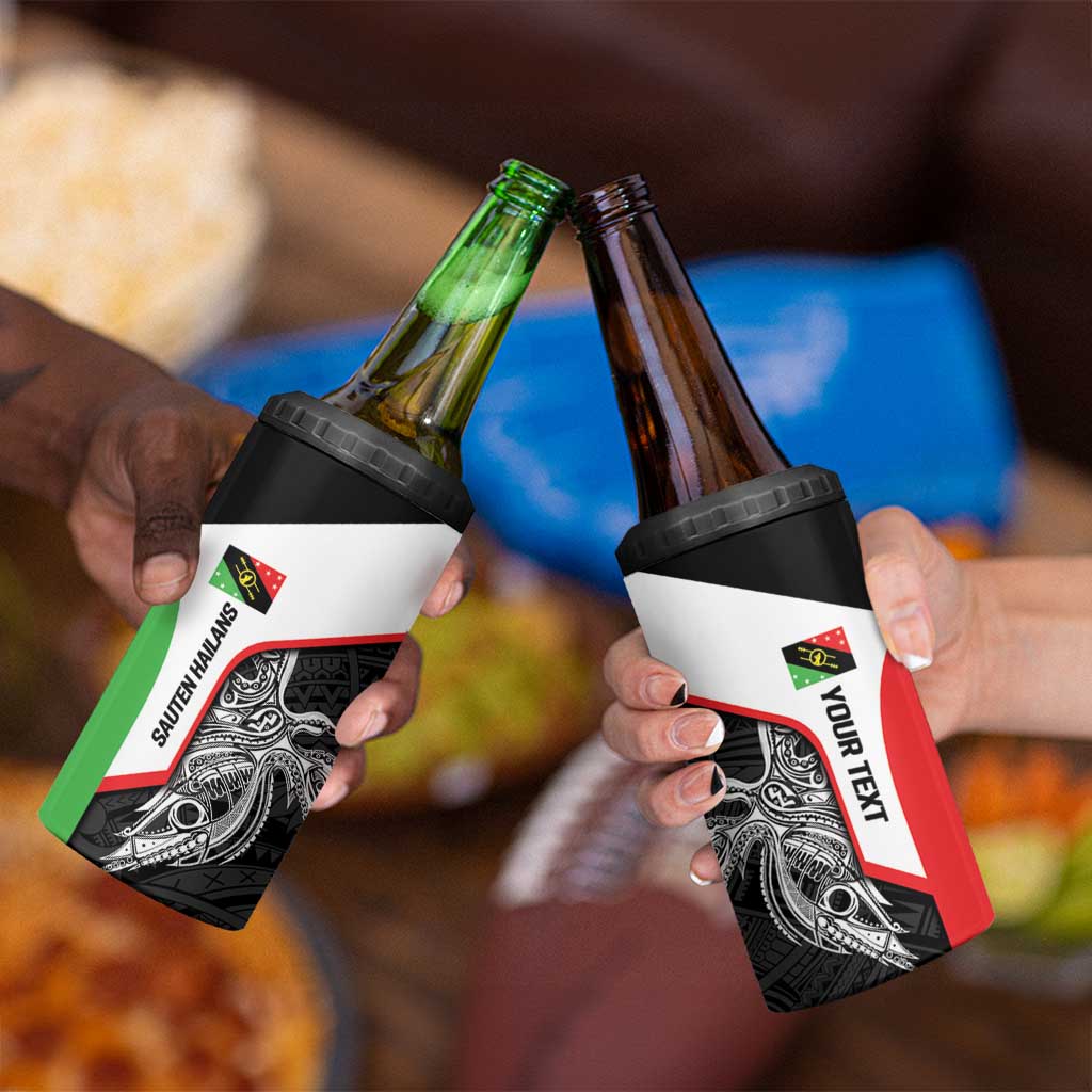 Personalised PNG Southern Highlands Province 4 in 1 Can Cooler Tumbler Bird of Paradise Tattoo Flag Motif - Polynesian Pride