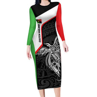 Personalised PNG Southern Highlands Province Family Matching Long Sleeve Bodycon Dress and Hawaiian Shirt Bird of Paradise Tattoo Flag Motif - Polynesian Pride
