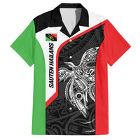 Personalised PNG Southern Highlands Province Family Matching Short Sleeve Bodycon Dress and Hawaiian Shirt Bird of Paradise Tattoo Flag Motif - Polynesian Pride