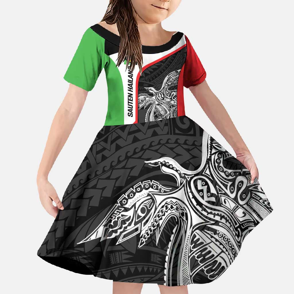 Personalised PNG Southern Highlands Province Family Matching Summer Maxi Dress and Hawaiian Shirt Bird of Paradise Tattoo Flag Motif - Polynesian Pride