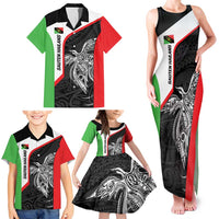 Personalised PNG Southern Highlands Province Family Matching Tank Maxi Dress and Hawaiian Shirt Bird of Paradise Tattoo Flag Motif - Polynesian Pride