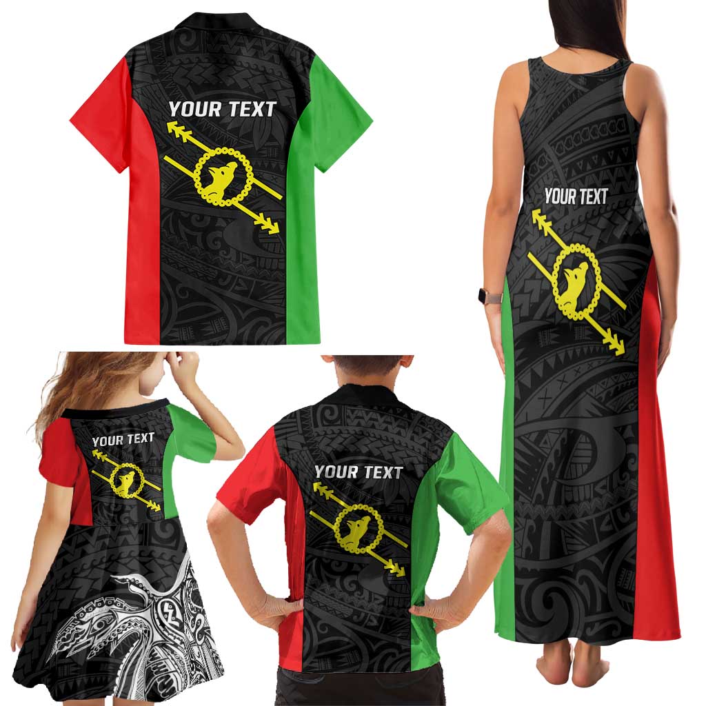 Personalised PNG Southern Highlands Province Family Matching Tank Maxi Dress and Hawaiian Shirt Bird of Paradise Tattoo Flag Motif - Polynesian Pride