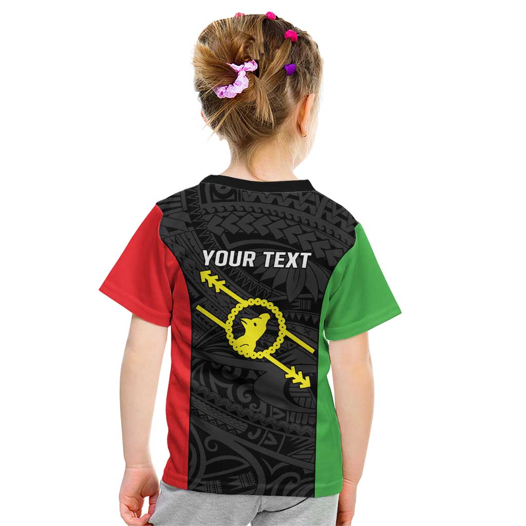 Personalised PNG Southern Highlands Province Kid T Shirt Bird of Paradise Tattoo Flag Motif - Polynesian Pride