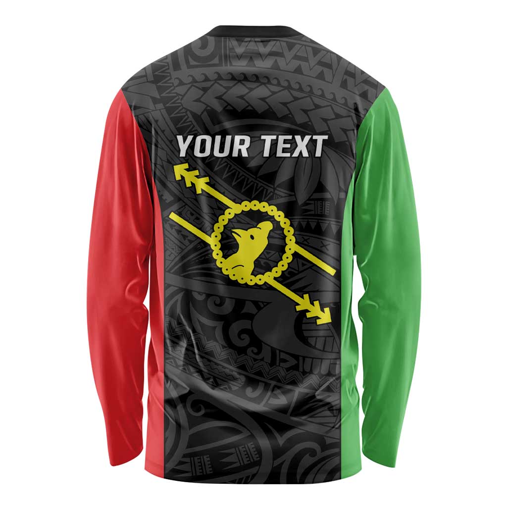 Personalised PNG Southern Highlands Province Long Sleeve Shirt Bird of Paradise Tattoo Flag Motif - Polynesian Pride