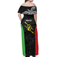 Personalised PNG Southern Highlands Province Off Shoulder Maxi Dress Bird of Paradise Tattoo Flag Motif - Polynesian Pride
