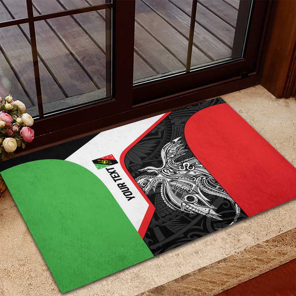 Personalised PNG Southern Highlands Province Rubber Doormat Bird of Paradise Tattoo Flag Motif - Polynesian Pride