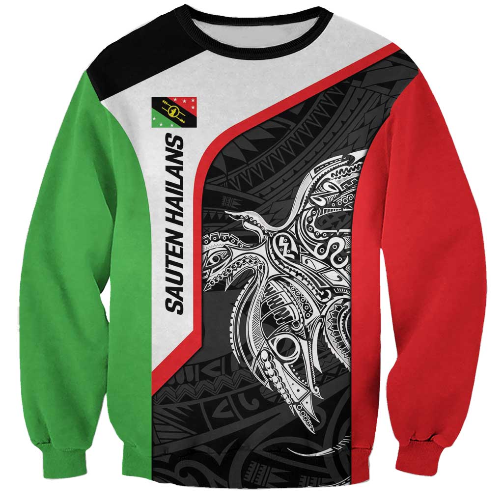 Personalised PNG Southern Highlands Province Sweatshirt Bird of Paradise Tattoo Flag Motif LT9 Unisex Red - Polynesian Pride
