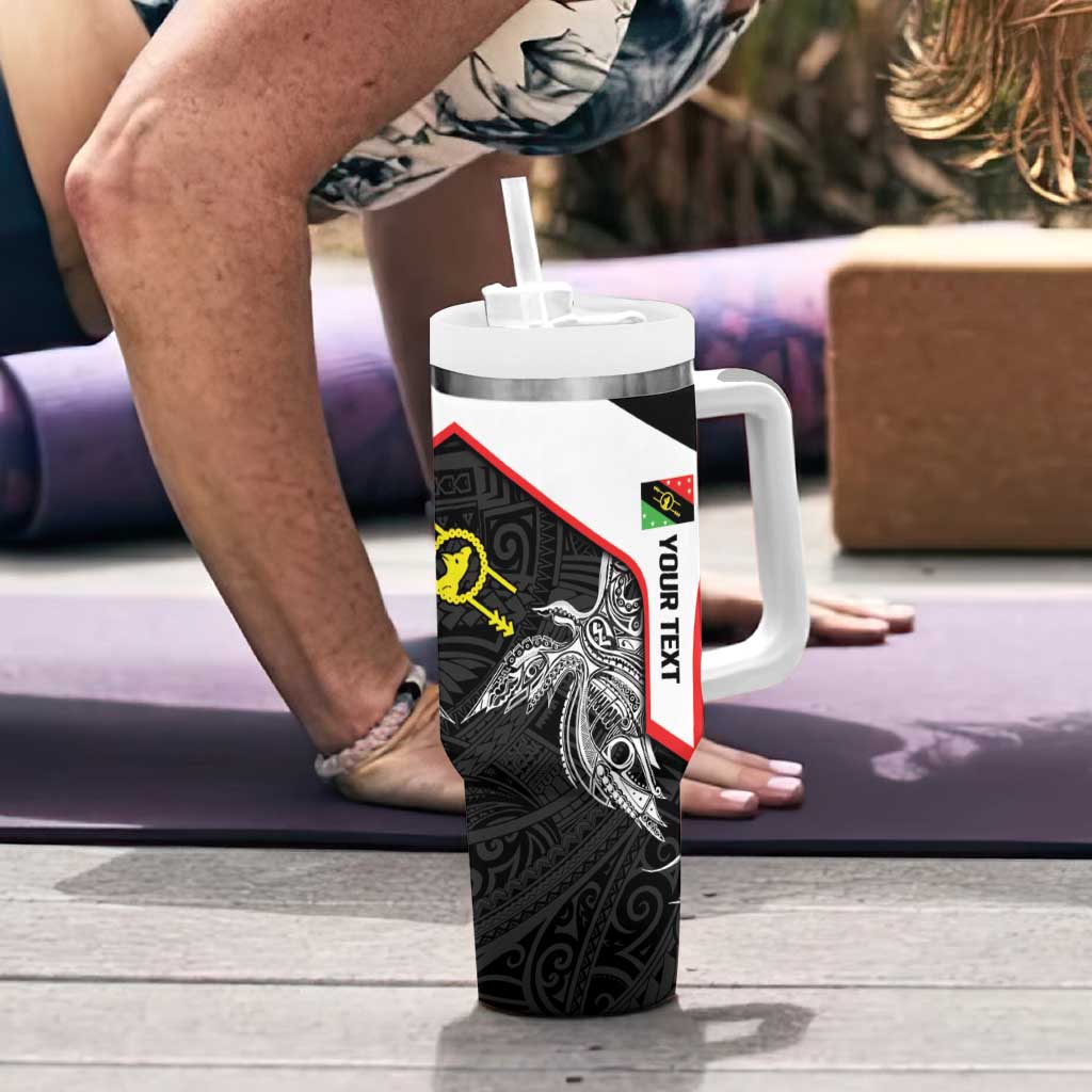 Personalised PNG Southern Highlands Province Tumbler With Handle Bird of Paradise Tattoo Flag Motif - Polynesian Pride