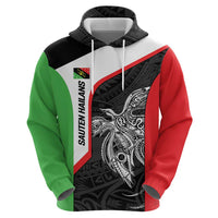 Personalised PNG Southern Highlands Province Zip Hoodie Bird of Paradise Tattoo Flag Motif - Polynesian Pride