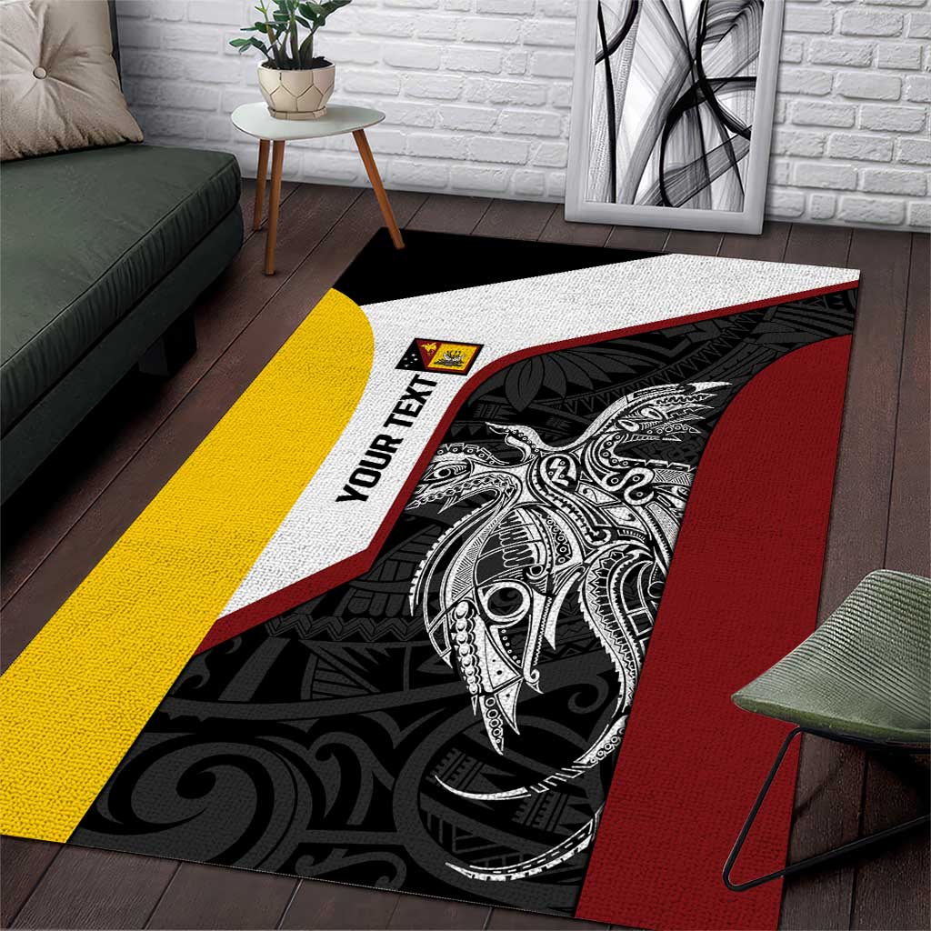 Personalised PNG Western Province Area Rug Bird of Paradise Tattoo Flag Motif - Polynesian Pride