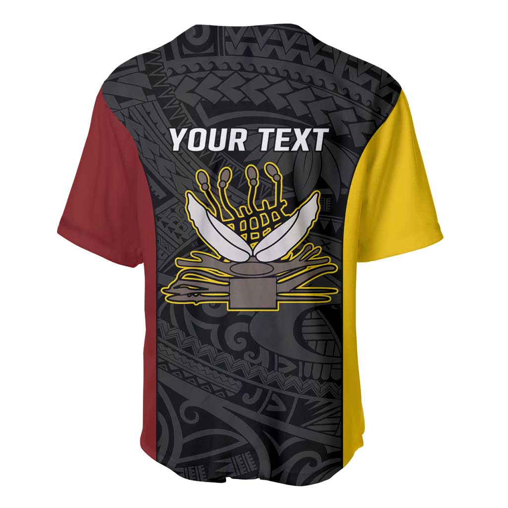 Personalised PNG Western Province Baseball Jersey Bird of Paradise Tattoo Flag Motif - Polynesian Pride