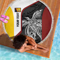 Personalised PNG Western Province Beach Blanket Bird of Paradise Tattoo Flag Motif - Polynesian Pride