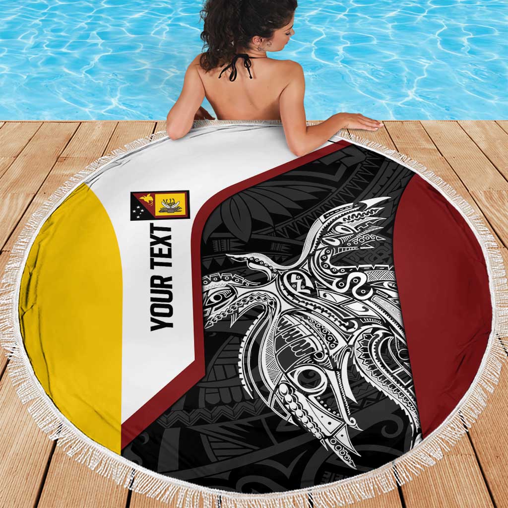 Personalised PNG Western Province Beach Blanket Bird of Paradise Tattoo Flag Motif - Polynesian Pride