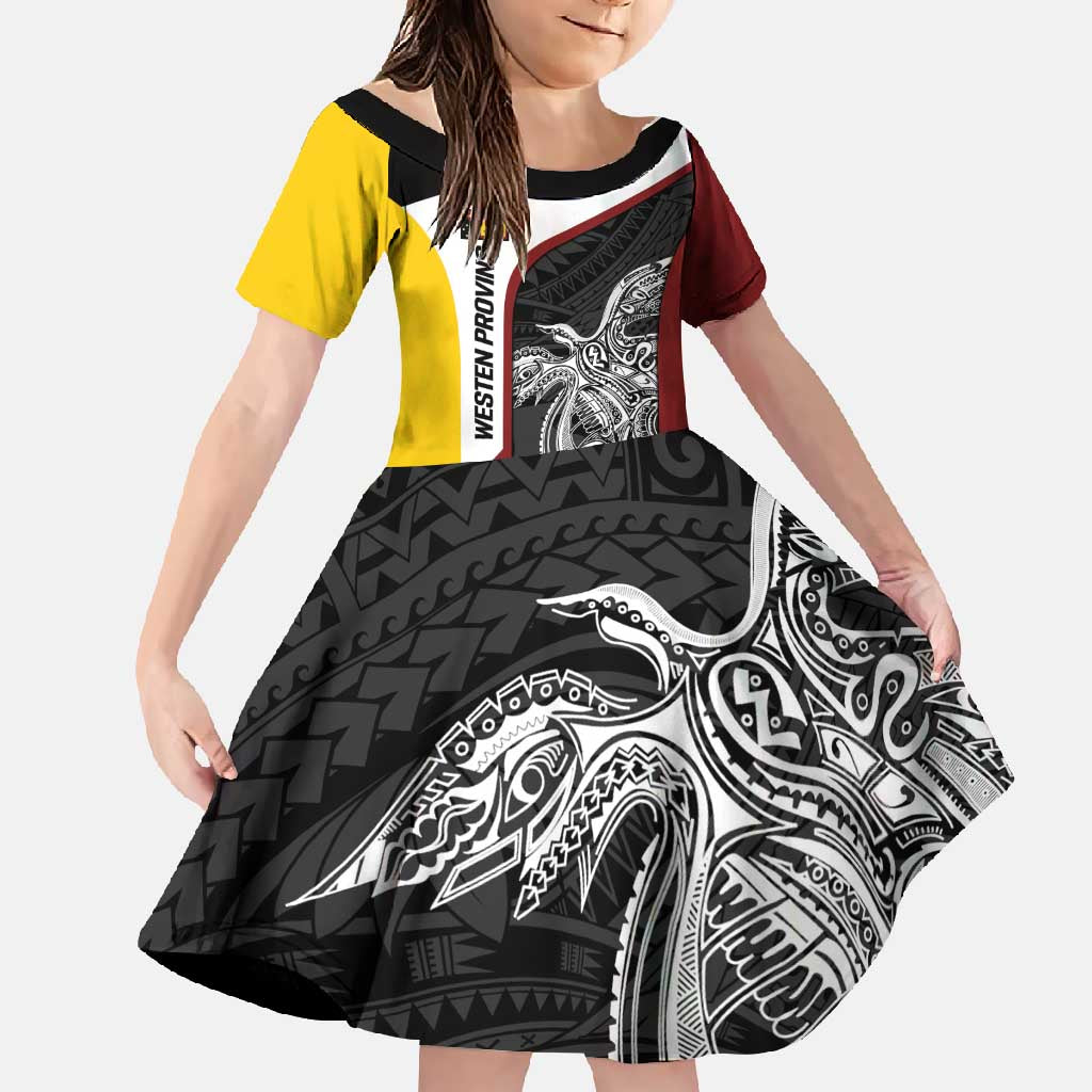 Personalised PNG Western Province Family Matching Summer Maxi Dress and Hawaiian Shirt Bird of Paradise Tattoo Flag Motif - Polynesian Pride