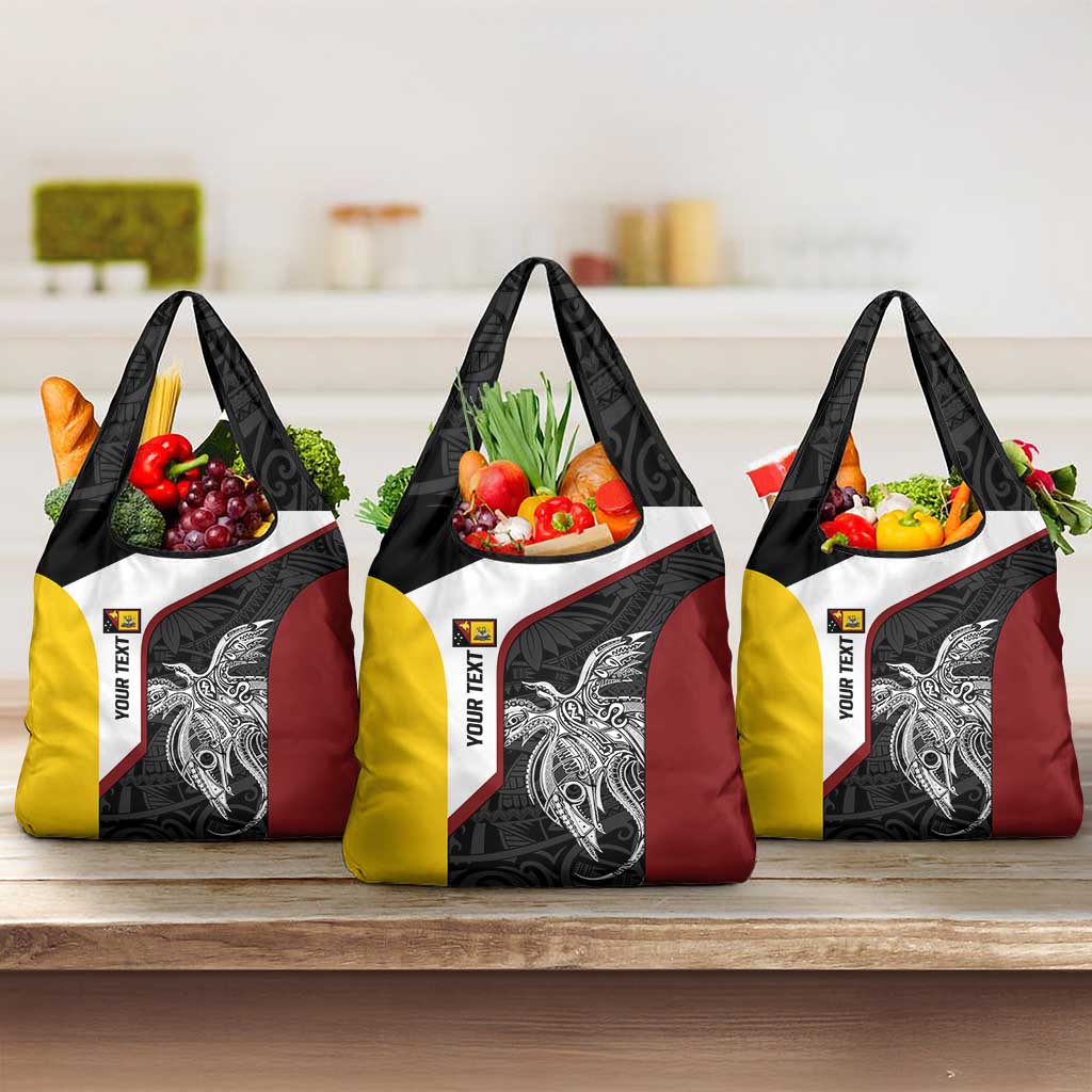Personalised PNG Western Province Grocery Bag Bird of Paradise Tattoo Flag Motif - Polynesian Pride