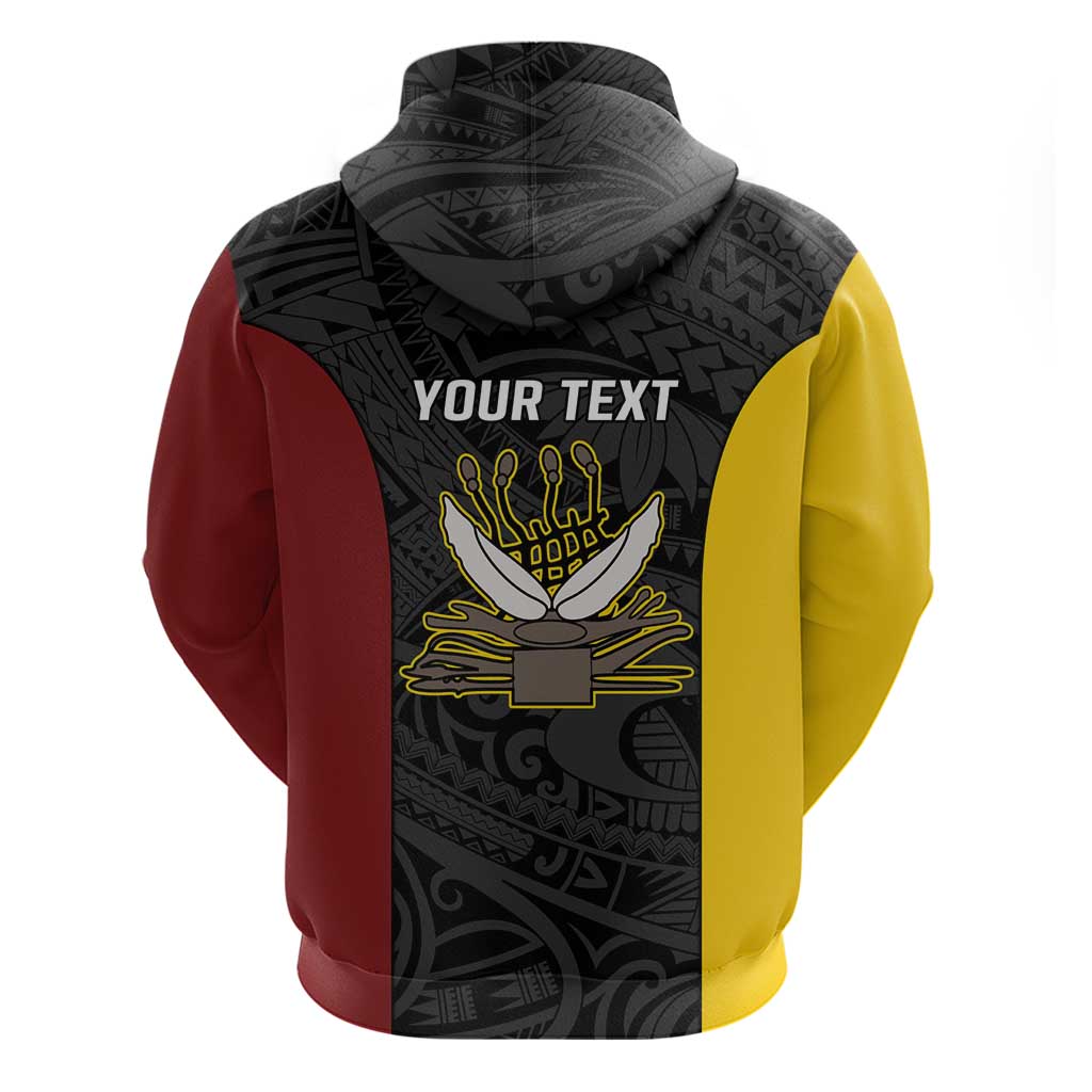 Personalised PNG Western Province Hoodie Bird of Paradise Tattoo Flag Motif - Polynesian Pride