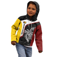 Personalised PNG Western Province Kid Hoodie Bird of Paradise Tattoo Flag Motif - Polynesian Pride