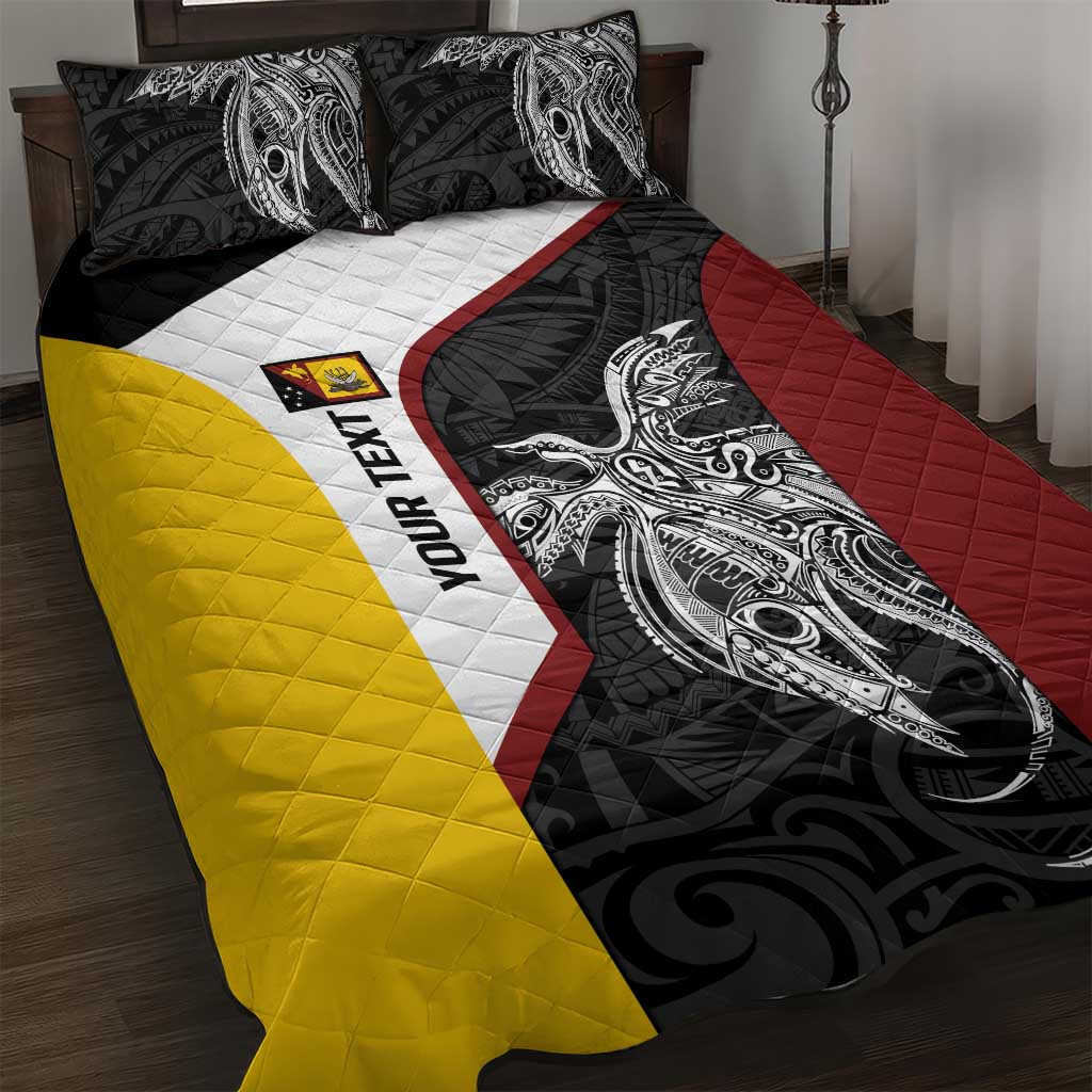 Personalised PNG Western Province Quilt Bed Set Bird of Paradise Tattoo Flag Motif LT9 Red - Polynesian Pride