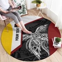 Personalised PNG Western Province Round Carpet Bird of Paradise Tattoo Flag Motif - Polynesian Pride