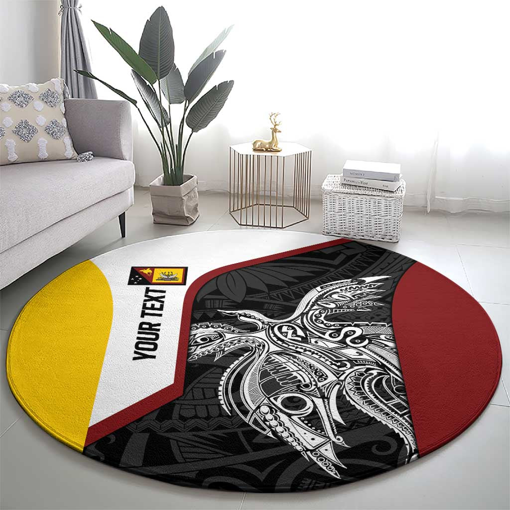 Personalised PNG Western Province Round Carpet Bird of Paradise Tattoo Flag Motif - Polynesian Pride