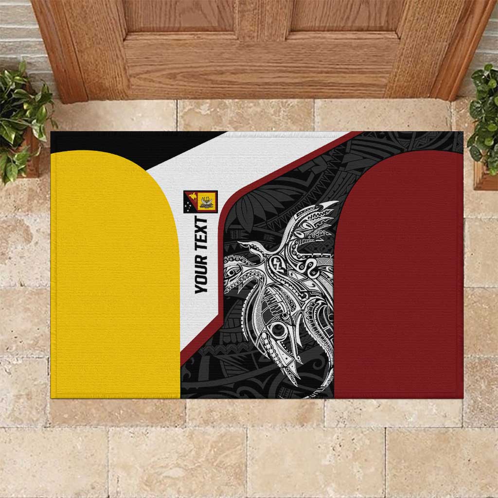 Personalised PNG Western Province Rubber Doormat Bird of Paradise Tattoo Flag Motif - Polynesian Pride