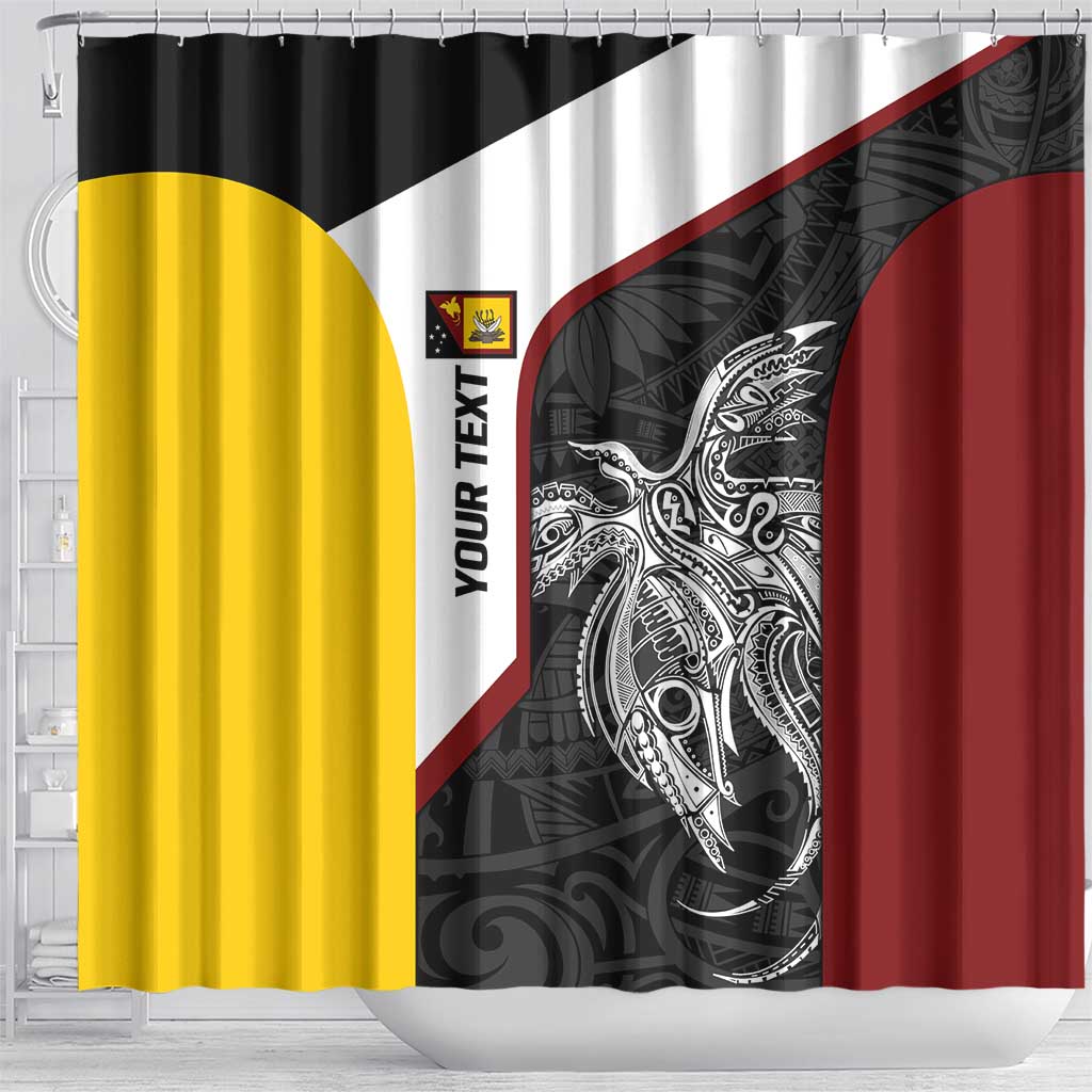 Personalised PNG Western Province Shower Curtain Bird of Paradise Tattoo Flag Motif - Polynesian Pride