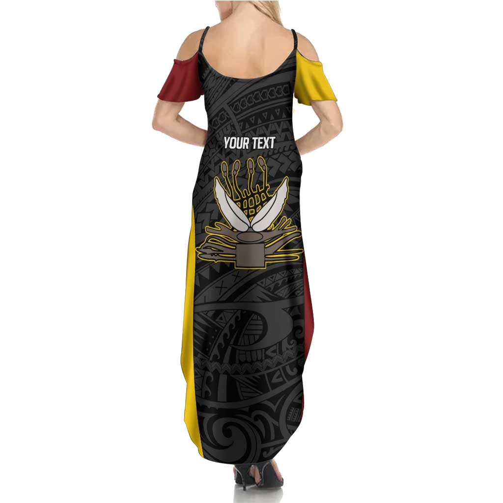 Personalised PNG Western Province Summer Maxi Dress Bird of Paradise Tattoo Flag Motif - Polynesian Pride