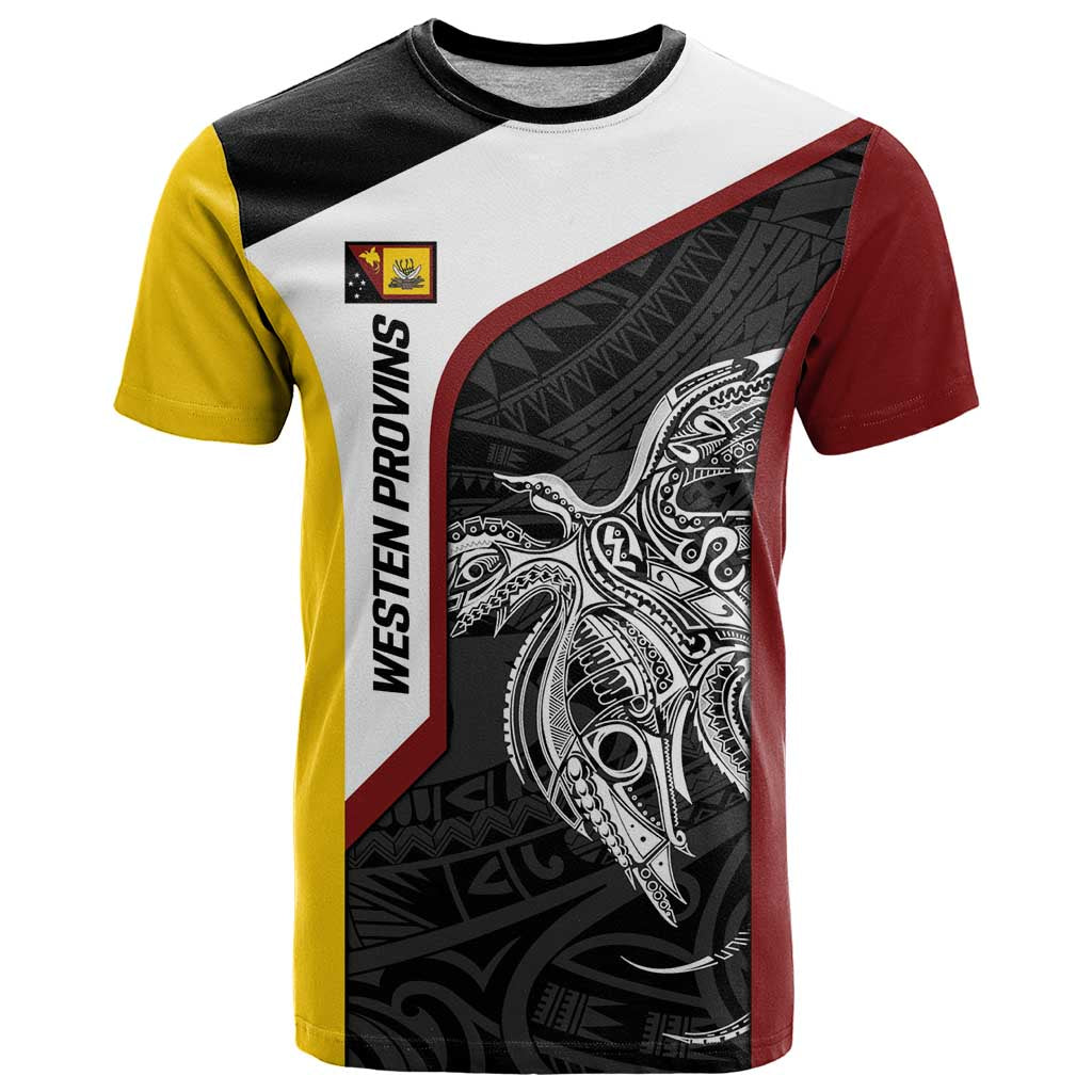 Personalised PNG Western Province T Shirt Bird of Paradise Tattoo Flag Motif - Polynesian Pride
