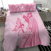 Pacific Girl and Butterfly Cancer Ribbon Personalised Bedding Set