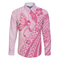 Pacific Girl and Butterfly Cancer Ribbon Personalised Family Matching Short Sleeve Bodycon Dress and Hawaiian Shirt
