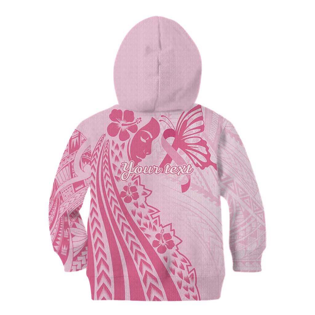 Pacific Girl and Butterfly Cancer Ribbon Personalised Kid Hoodie