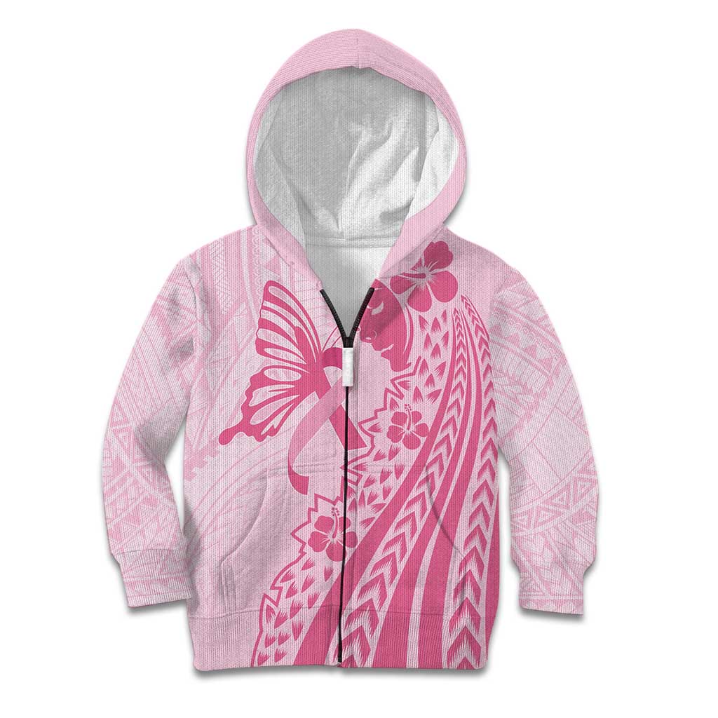 Pacific Girl and Butterfly Cancer Ribbon Personalised Kid Hoodie