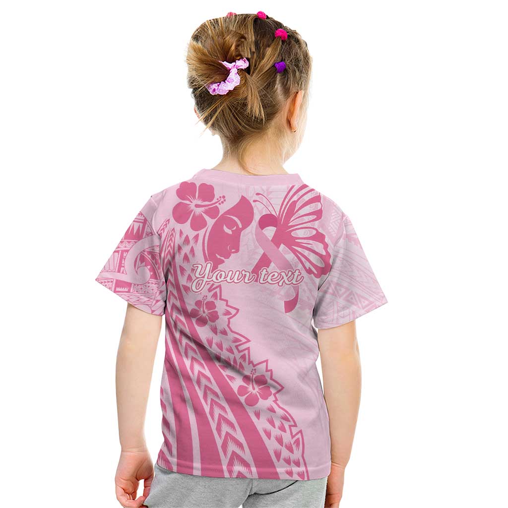 Pacific Girl and Butterfly Cancer Ribbon Personalised Kid T Shirt