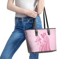 Pacific Girl and Butterfly Cancer Ribbon Personalised Leather Tote Bag